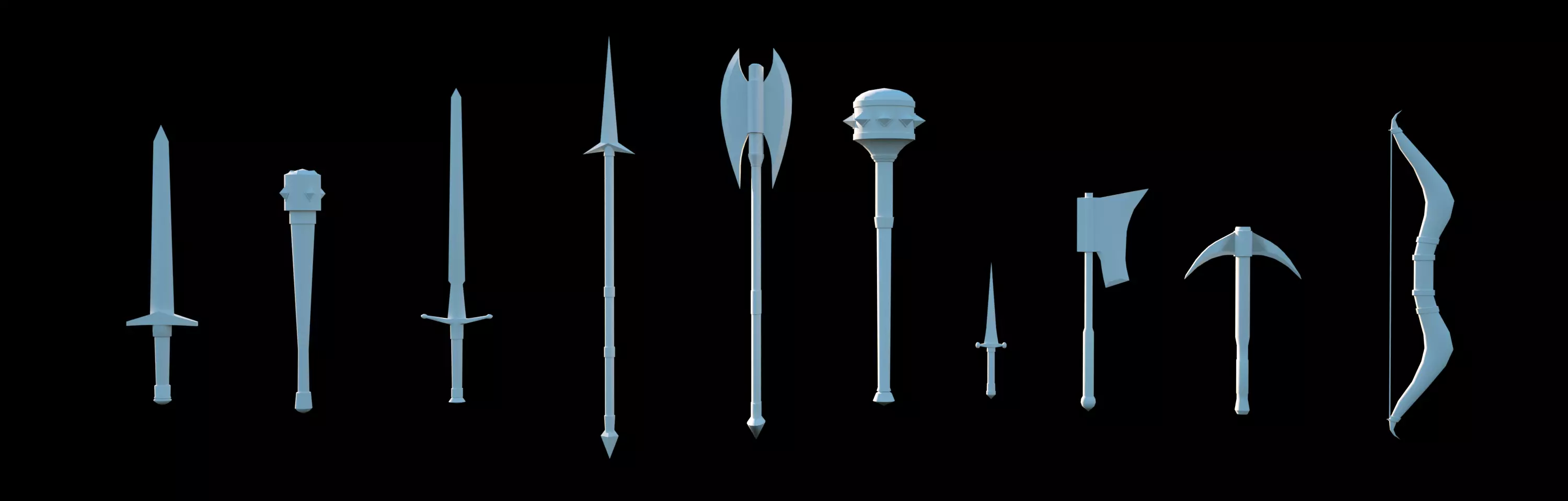Weapon Collection Pack Medieval Melee Low-poly 3D model