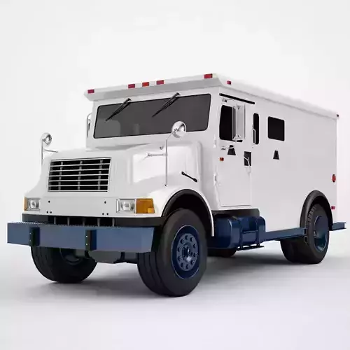 Generic Armored Bank Truck Low Poly Security Vehicle