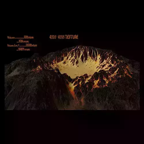 Volcano mountain with flames