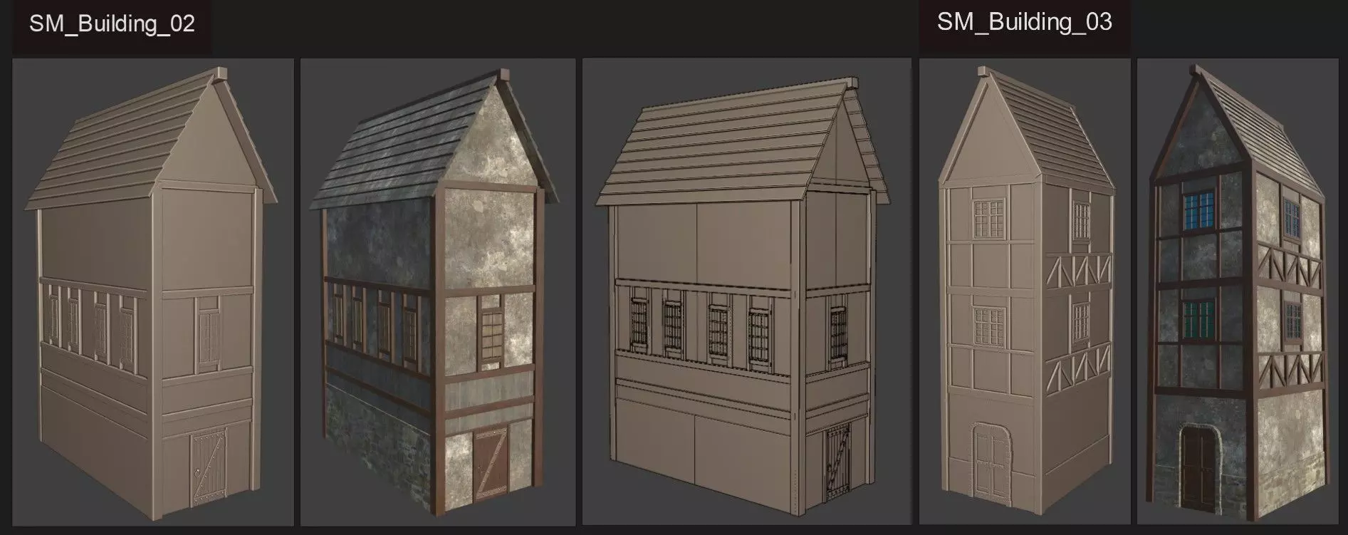 Medieval Castle And Town Layout - House - 2 and 3 Low-poly 3D model