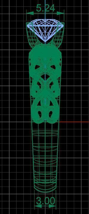 Designed Golden Diamond Ring Tiffany Style 3D print model_9