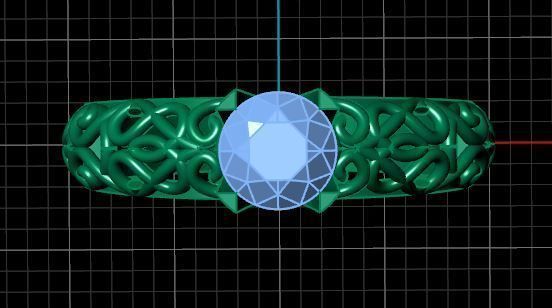 Designed Golden Diamond Ring Tiffany Style 3D print model_7