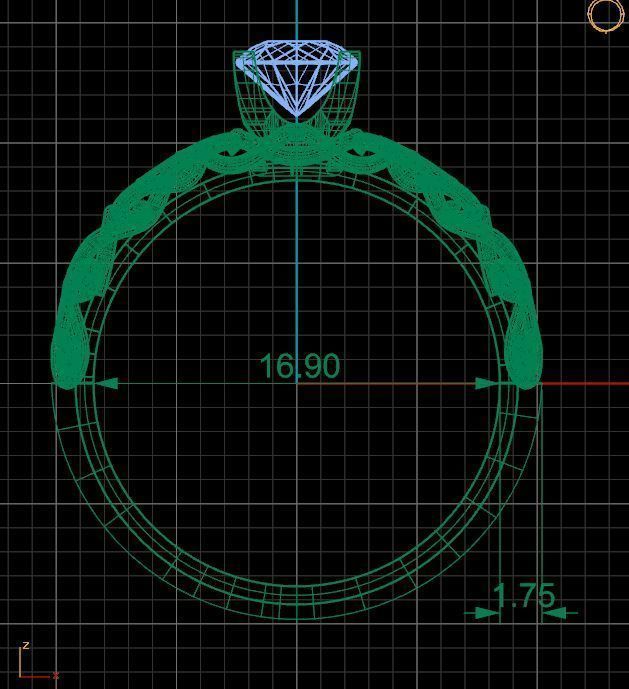 Designed Golden Diamond Ring Tiffany Style 3D print model_8