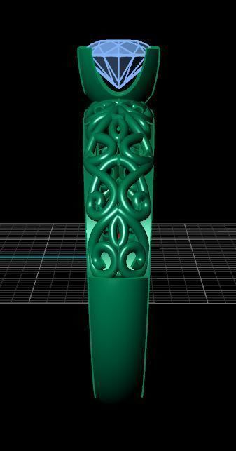 Designed Golden Diamond Ring Tiffany Style 3D print model_5