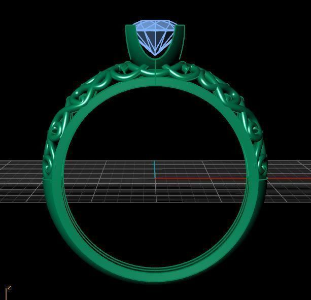 Designed Golden Diamond Ring Tiffany Style 3D print model_6