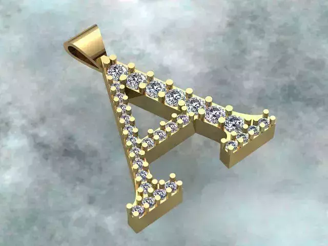Letter A Diamond Golden Necklace