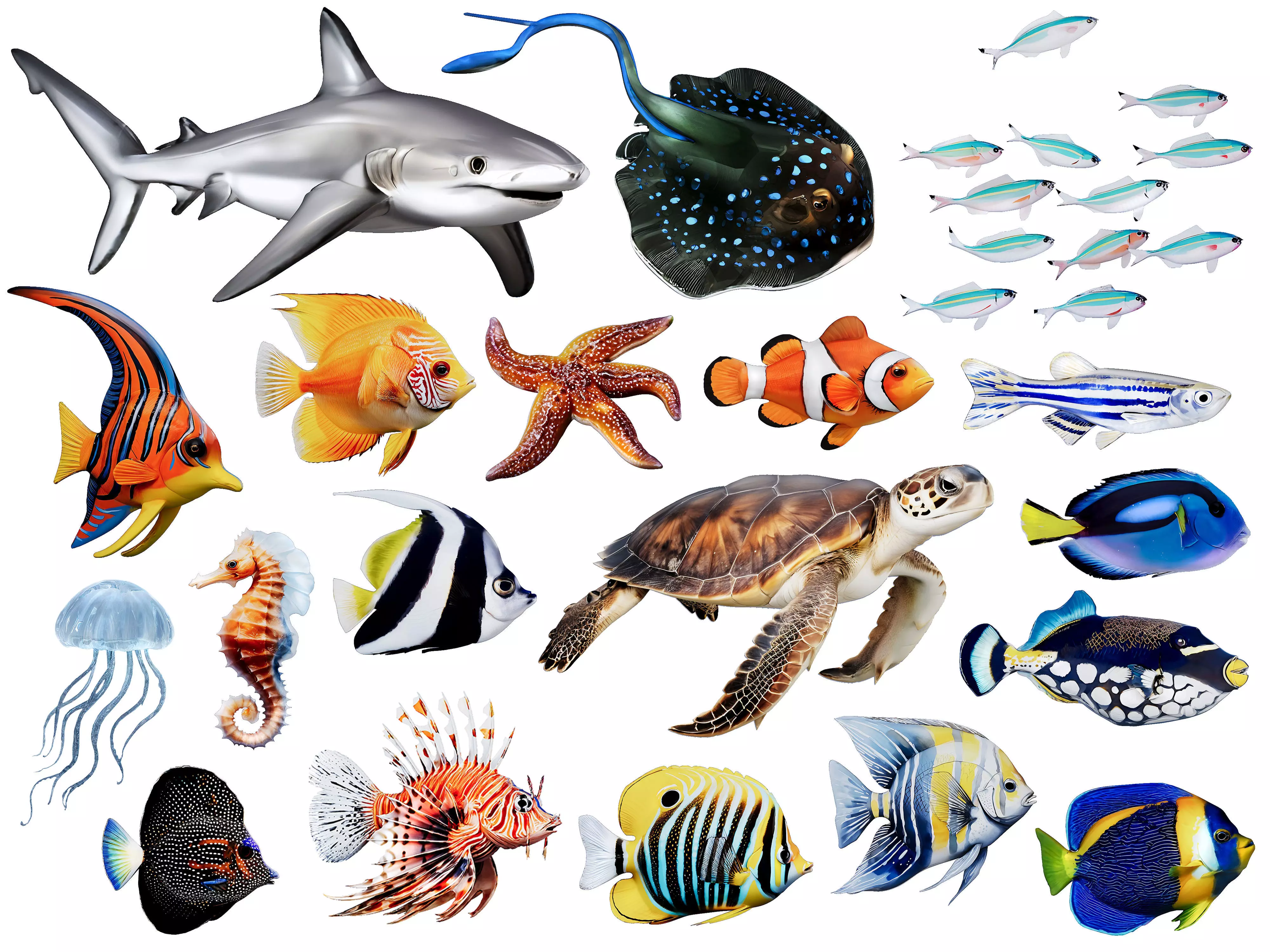 Set of fish Low-poly 3D model