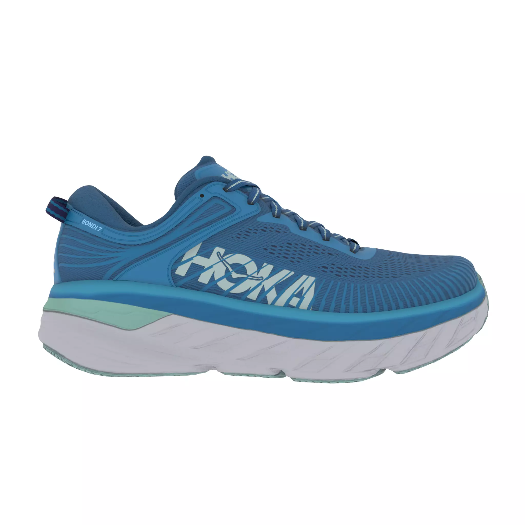 Hoka Bondi 7 Ibiza Blue Blue Glass Low-poly 3D model