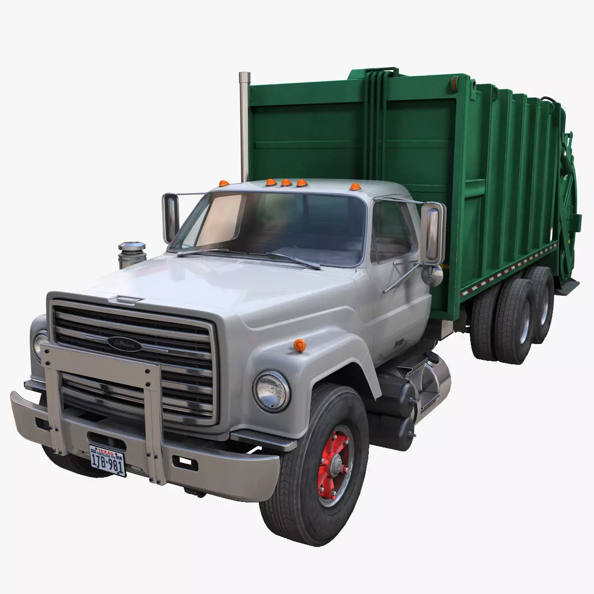 80s refuse truck Low-poly 3D model