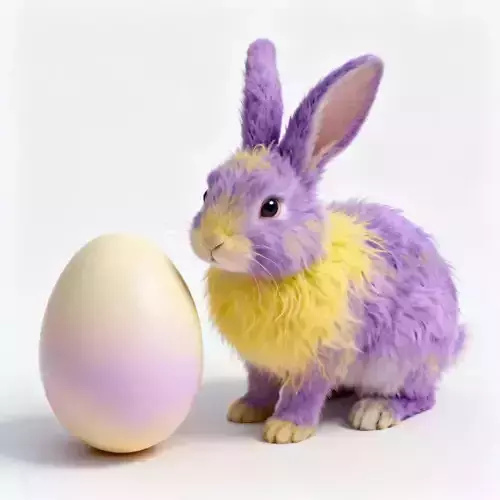 Realistic Colored Fur Easter Rabbit 3D Model 3D Model