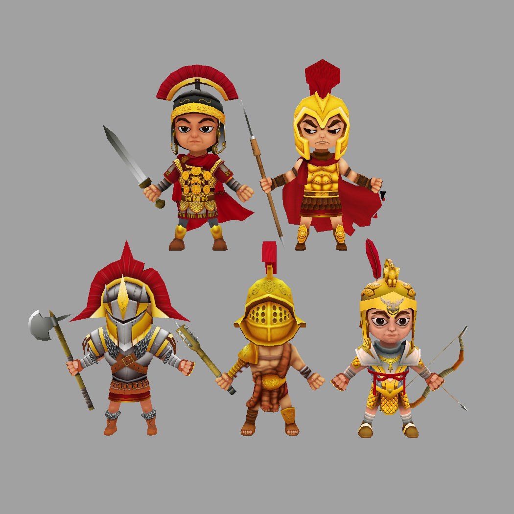 Low Poly Roman Warriors Low-poly 3D model_5