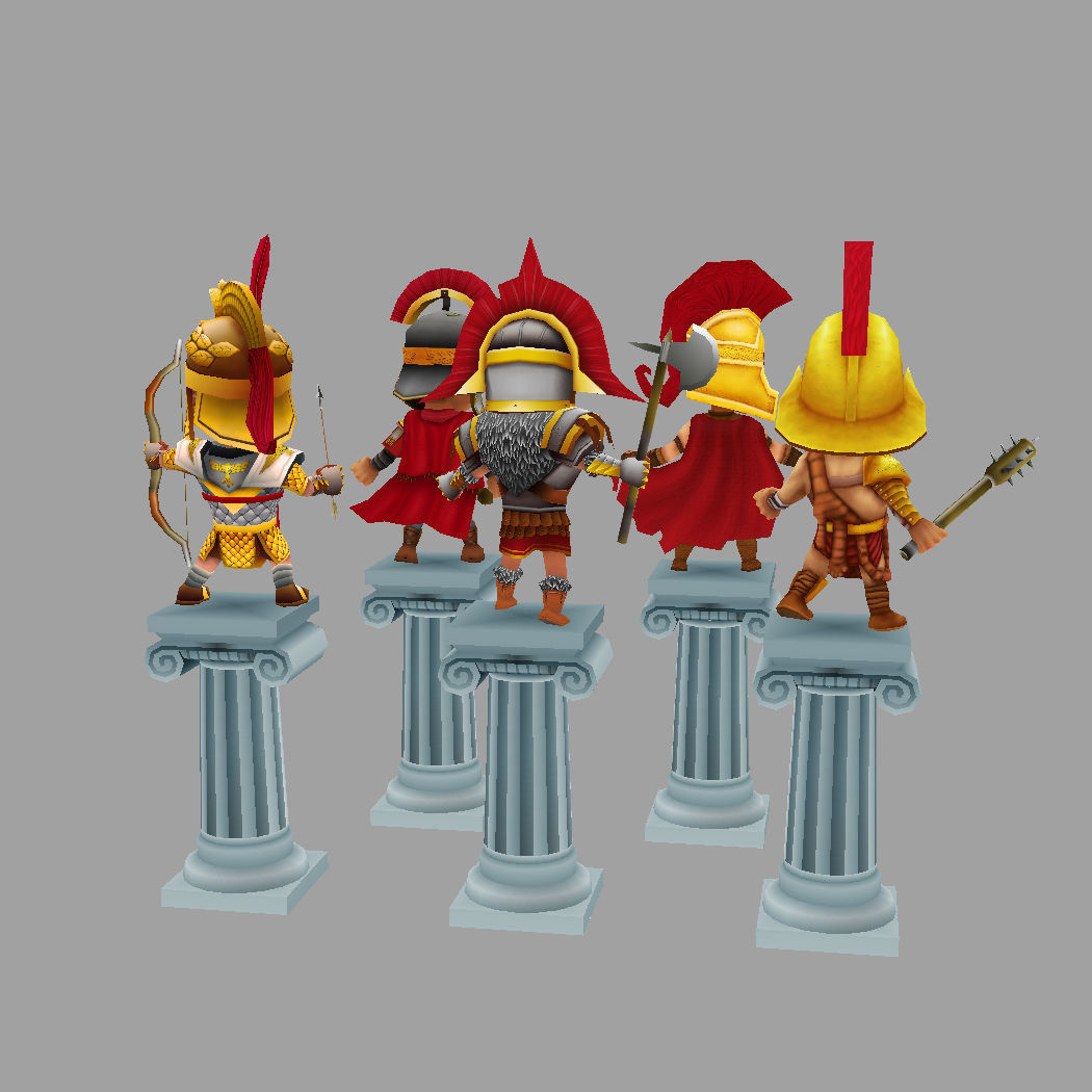 Low Poly Roman Warriors Low-poly 3D model_2