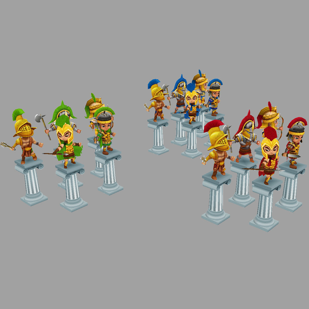 Low Poly Roman Warriors Low-poly 3D model_7