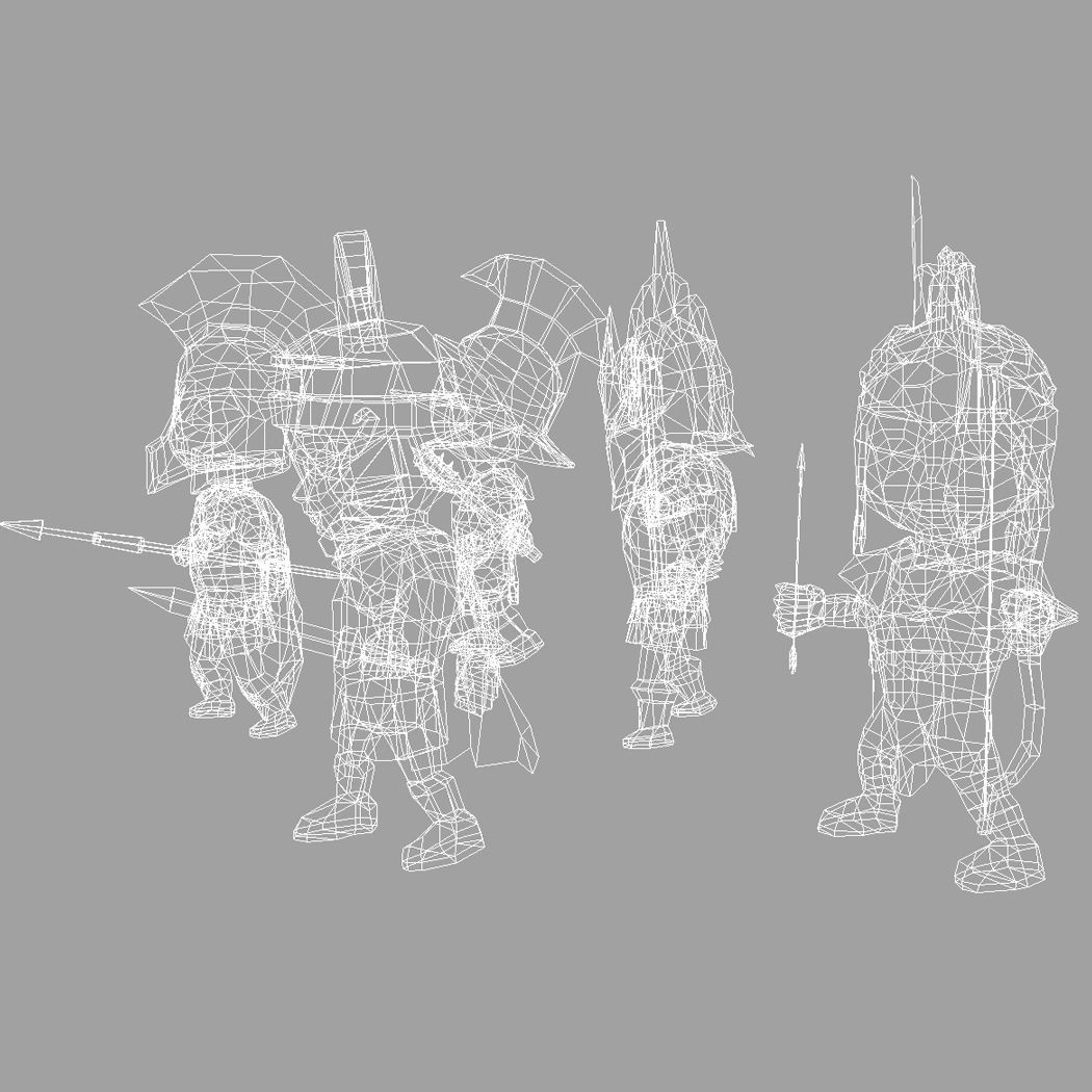 Low Poly Roman Warriors Low-poly 3D model_1