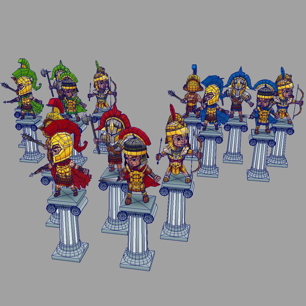 Low Poly Roman Warriors Low-poly 3D model_11