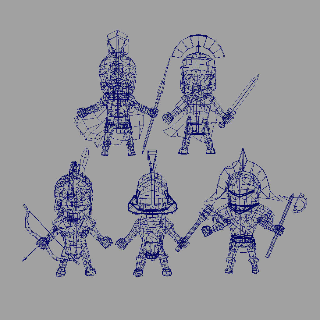 Low Poly Roman Warriors Low-poly 3D model_9