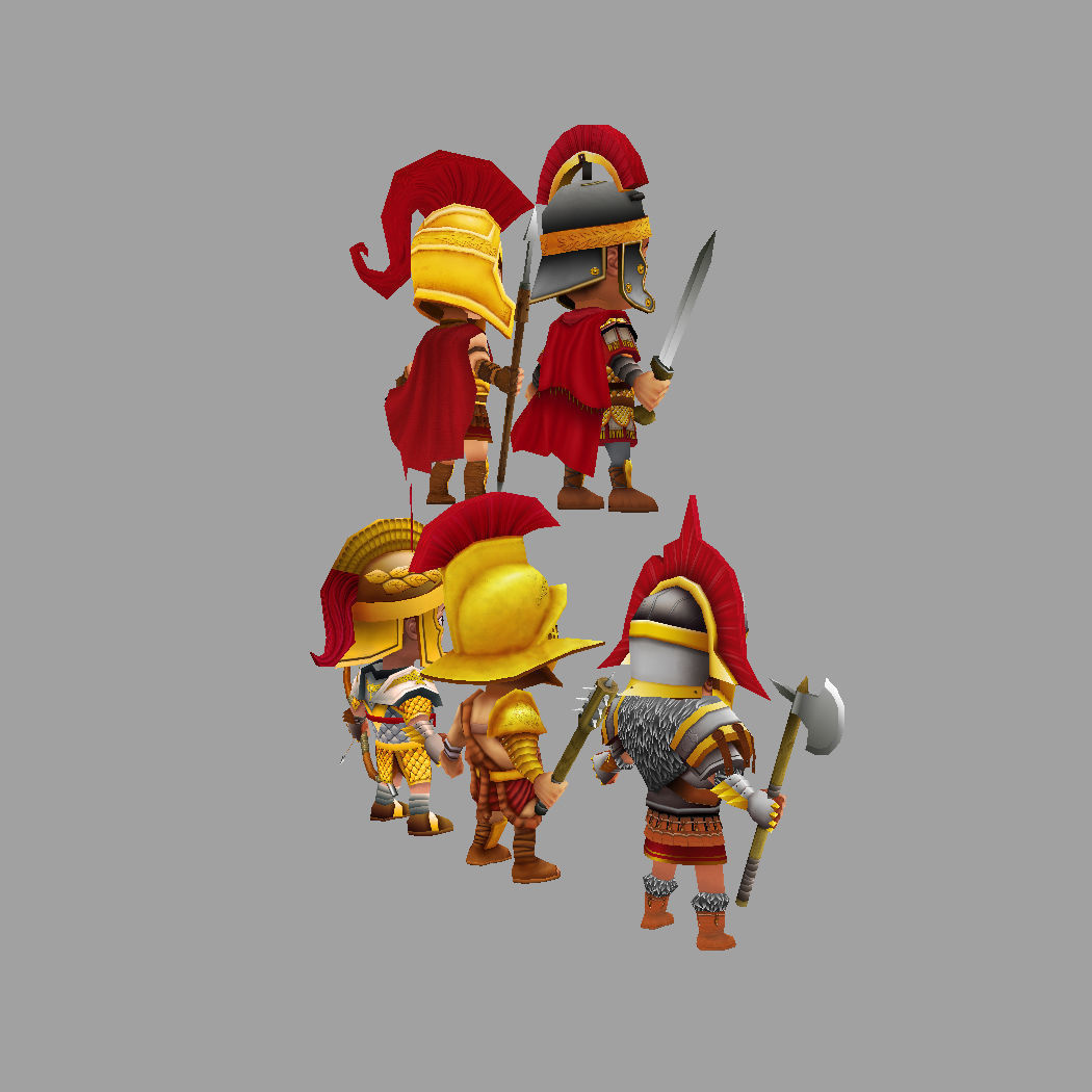 Low Poly Roman Warriors Low-poly 3D model_4