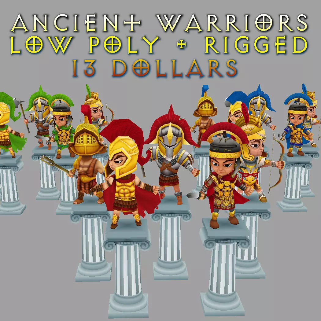 Low Poly Roman Warriors Low-poly 3D model_0