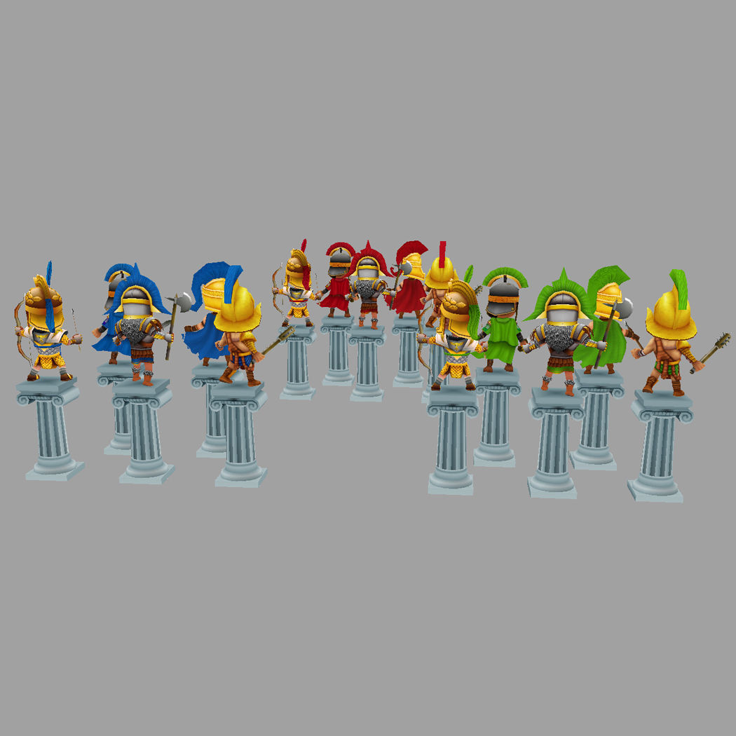 Low Poly Roman Warriors Low-poly 3D model_8
