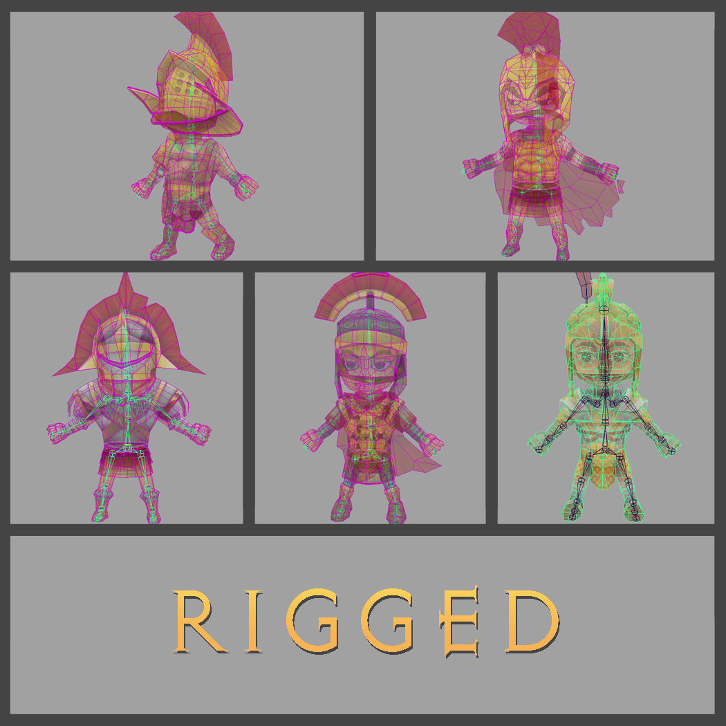 Low Poly Roman Warriors Low-poly 3D model_3