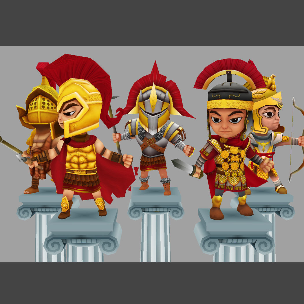 Low Poly Roman Warriors Low-poly 3D model_6
