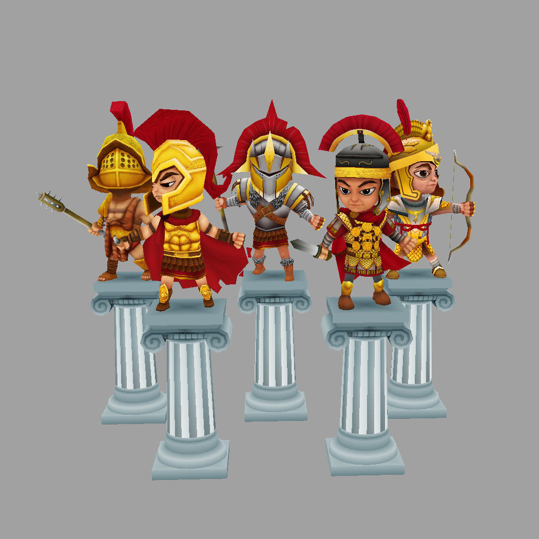 Low Poly Roman Warriors Low-poly 3D model_10