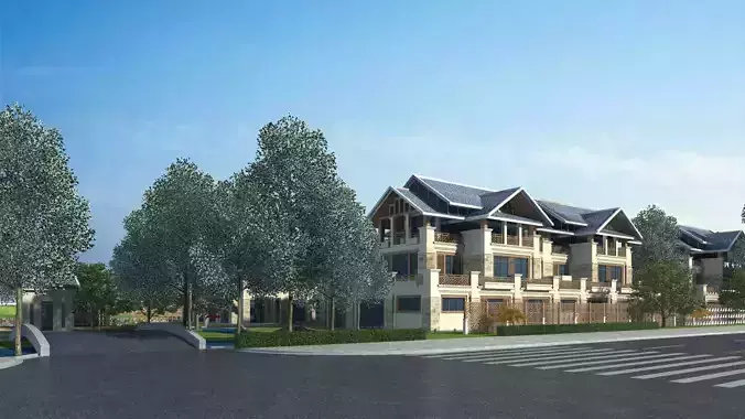 Modern European Eco-Village Concept 3D model 2