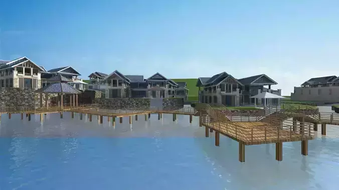 Modern European Eco-Village Concept 3D model 3