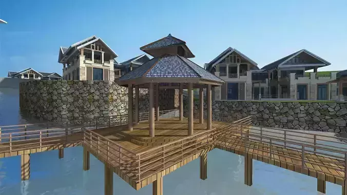 Modern European Eco-Village Concept 3D model 4