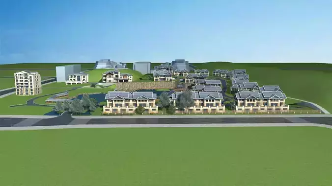 Modern European Eco-Village Concept 3D model 7