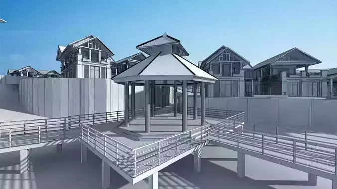 Modern European Eco-Village Concept 3D model 5