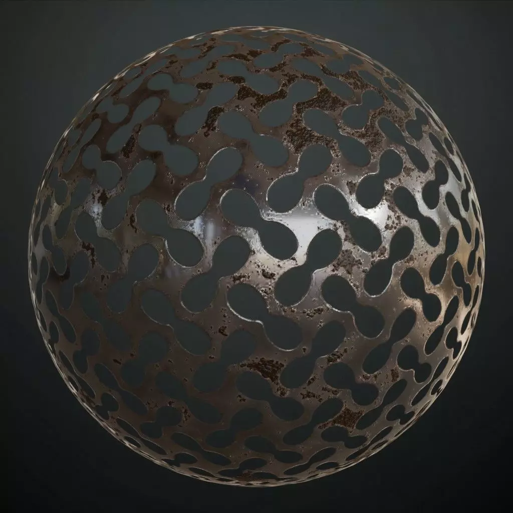 Weathered Organic-Link Metal Grill PBR Seamless Texture