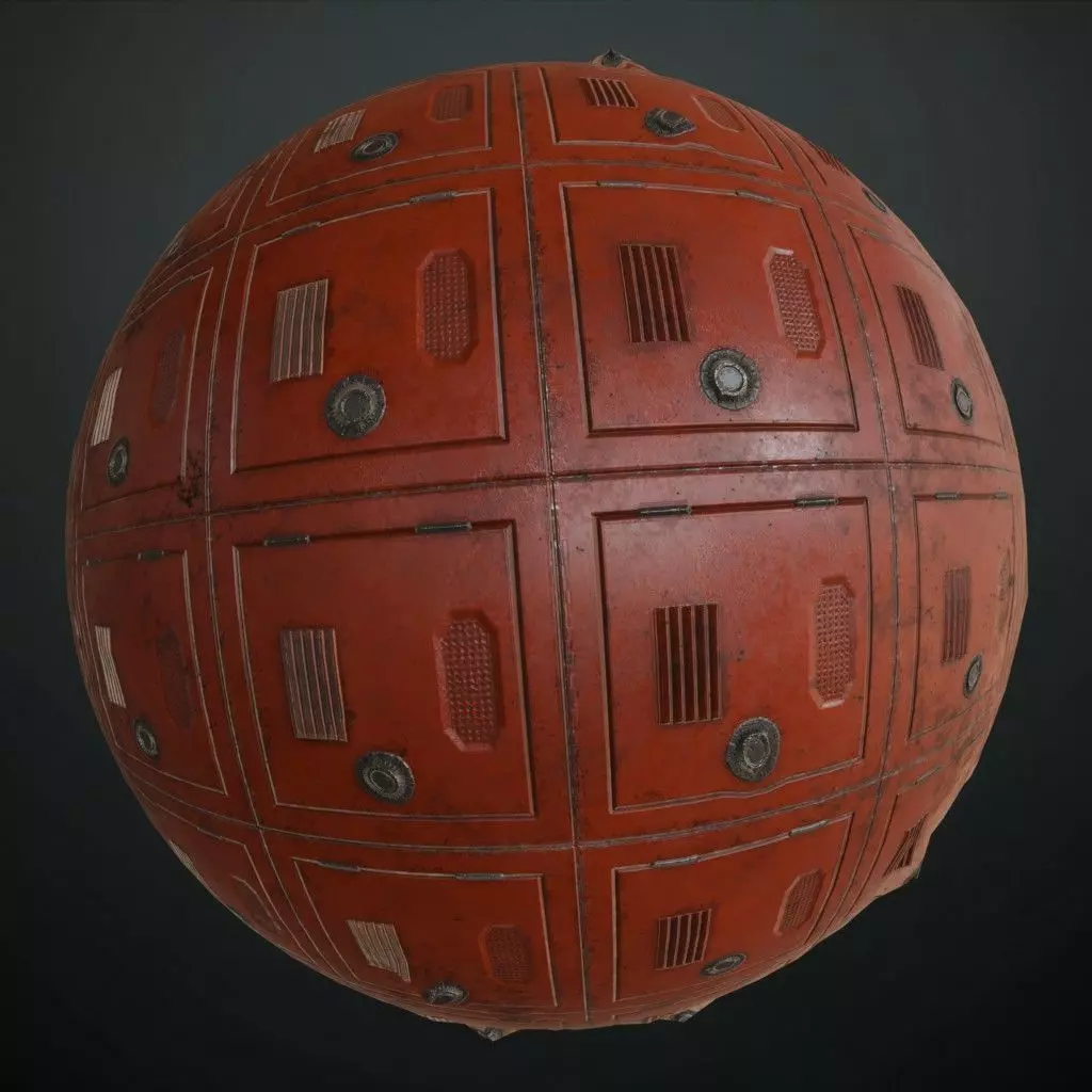 Industrial Weathered Red Metal Locker PBR Seamless Texture