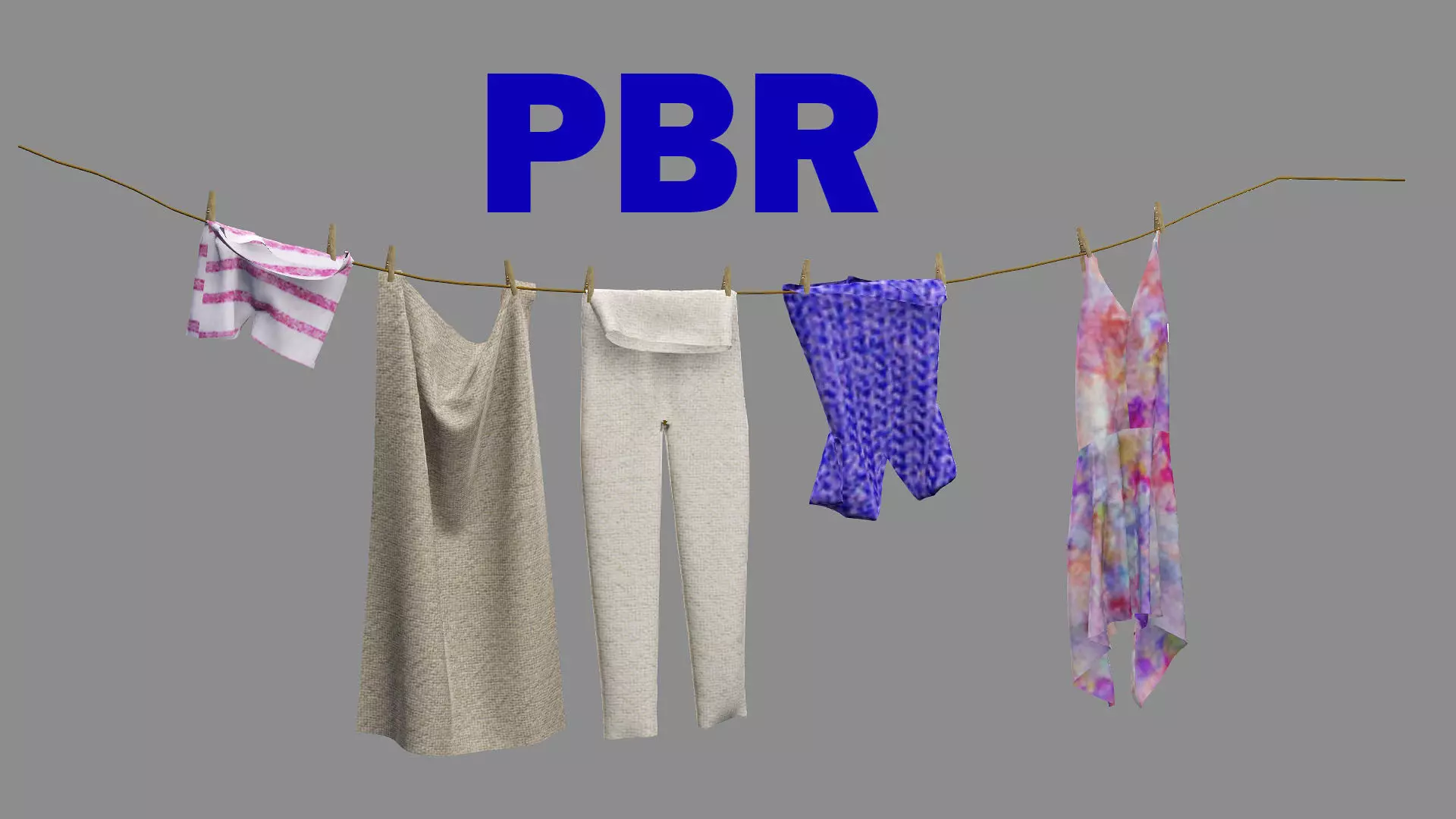 Drying Washinng Clothes Line 06 Low-Poly 3D Model Low-poly 3D model