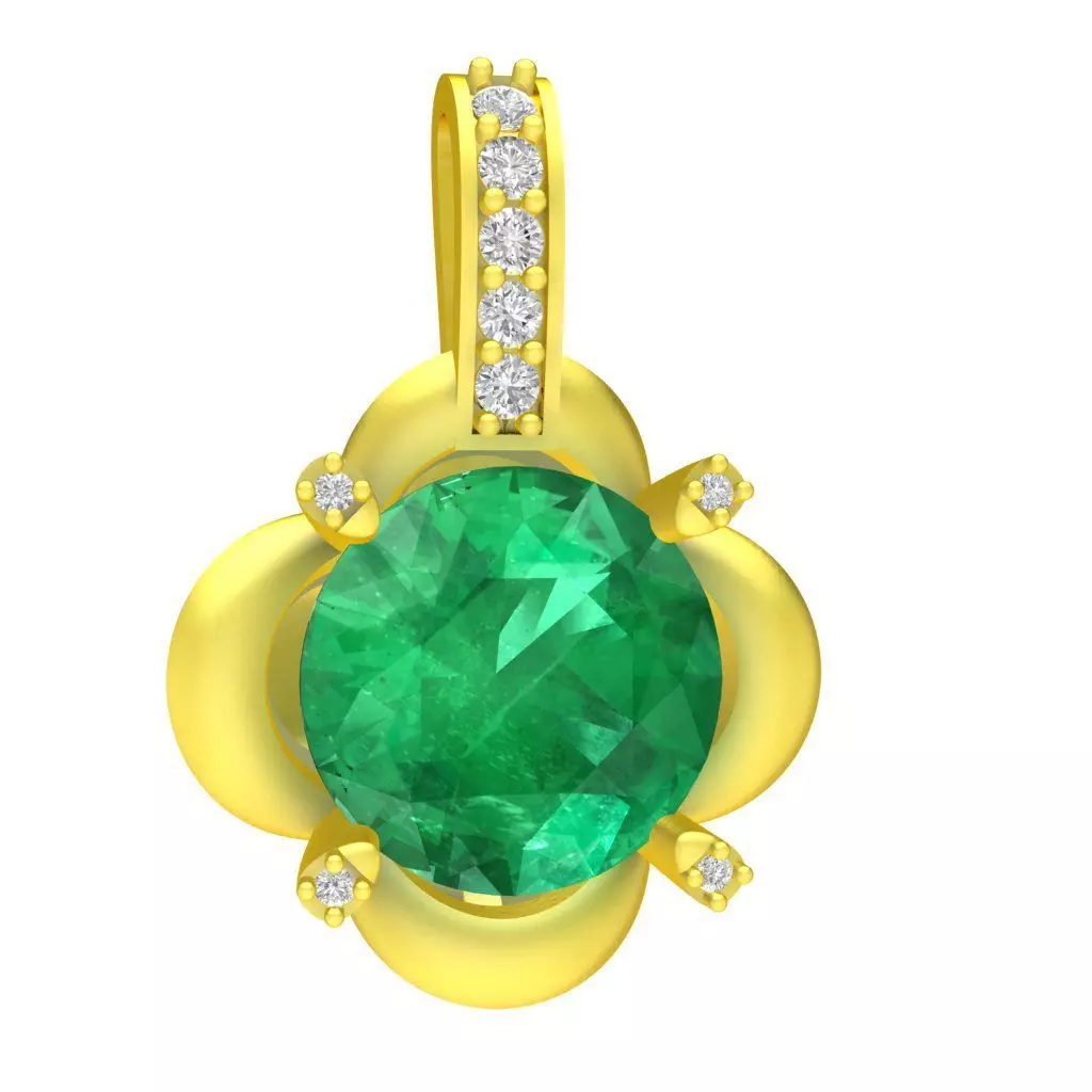 Round Center Stone Flower Pendant 213a 3D print model