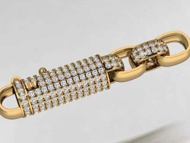 Diamond studded Link Bracelet 3D print model