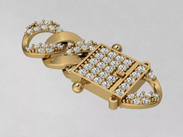 Diamond studded Link Bracelet 3D print model