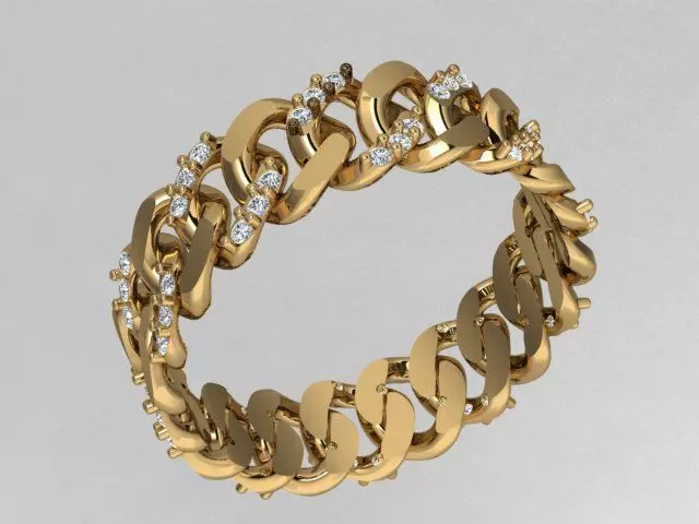 Diamond studded Link Bracelet 3D print model