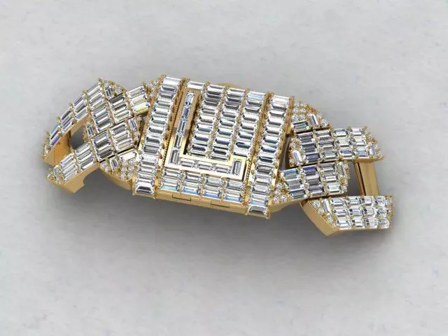 Diamond studded Link Bracelet 3D print model