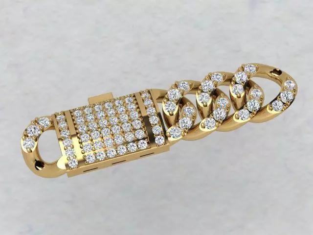 Diamond studded Link Bracelet 3D print model