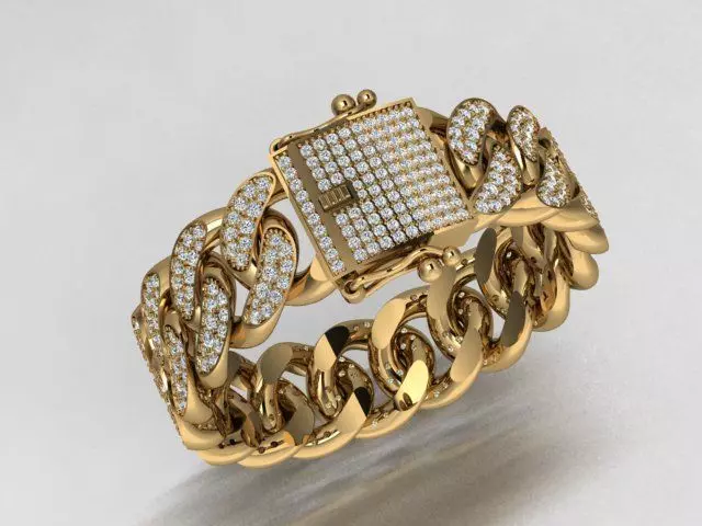 Diamond studded Link Bracelet 3D print model