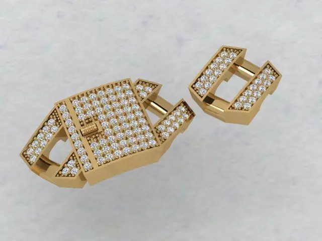 Diamond studded Link Bracelet 3D print model