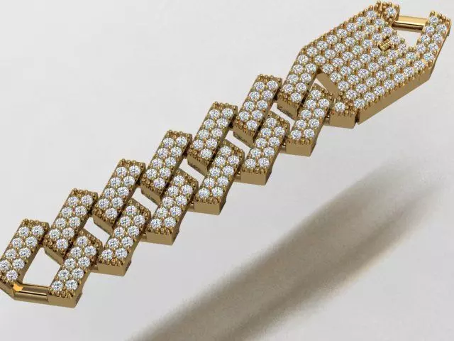 Diamond studded Link Bracelet 3D print model