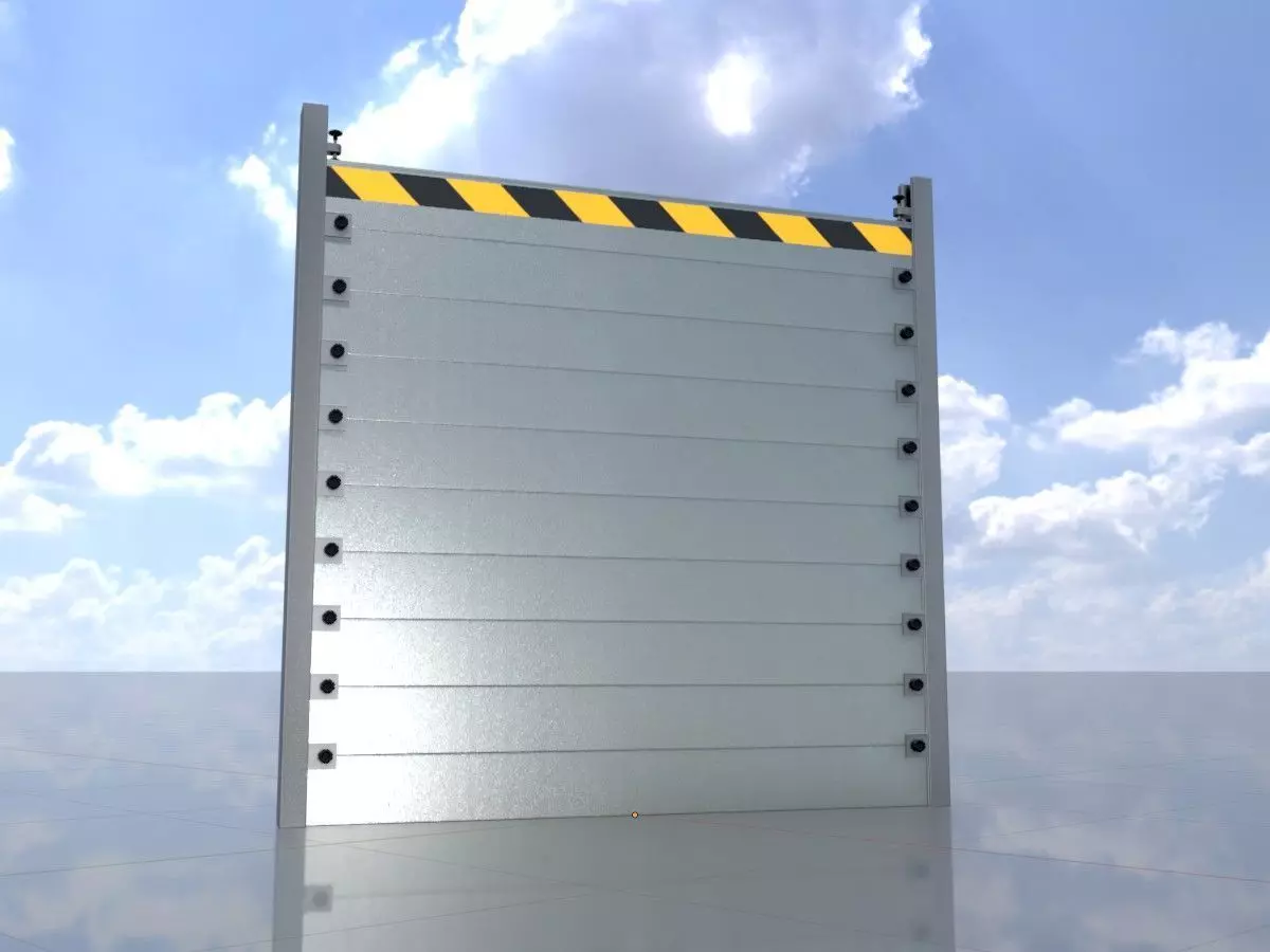 Aluminum flood protection wall 2m x 2m Low-poly 3D model