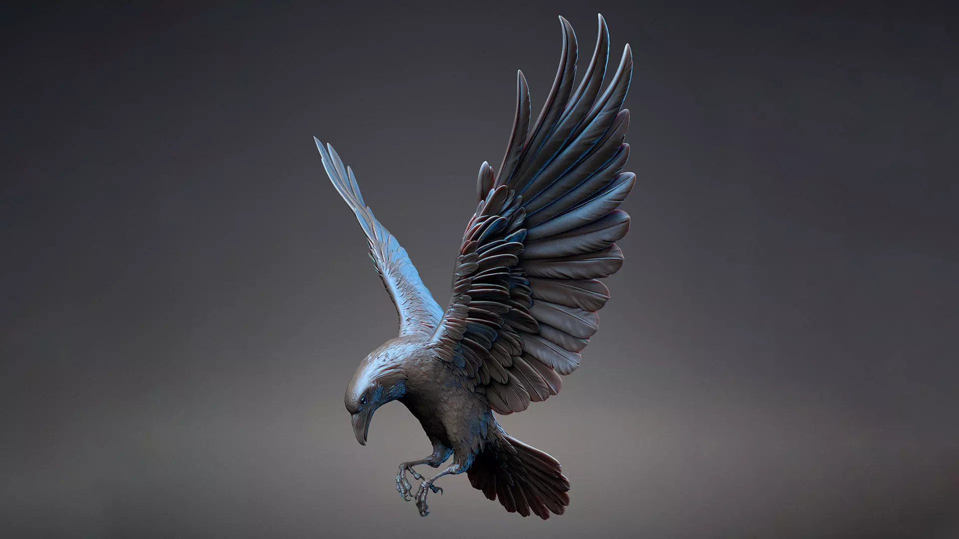 Flying Crow-03 - 3D Sculpting 3D print model