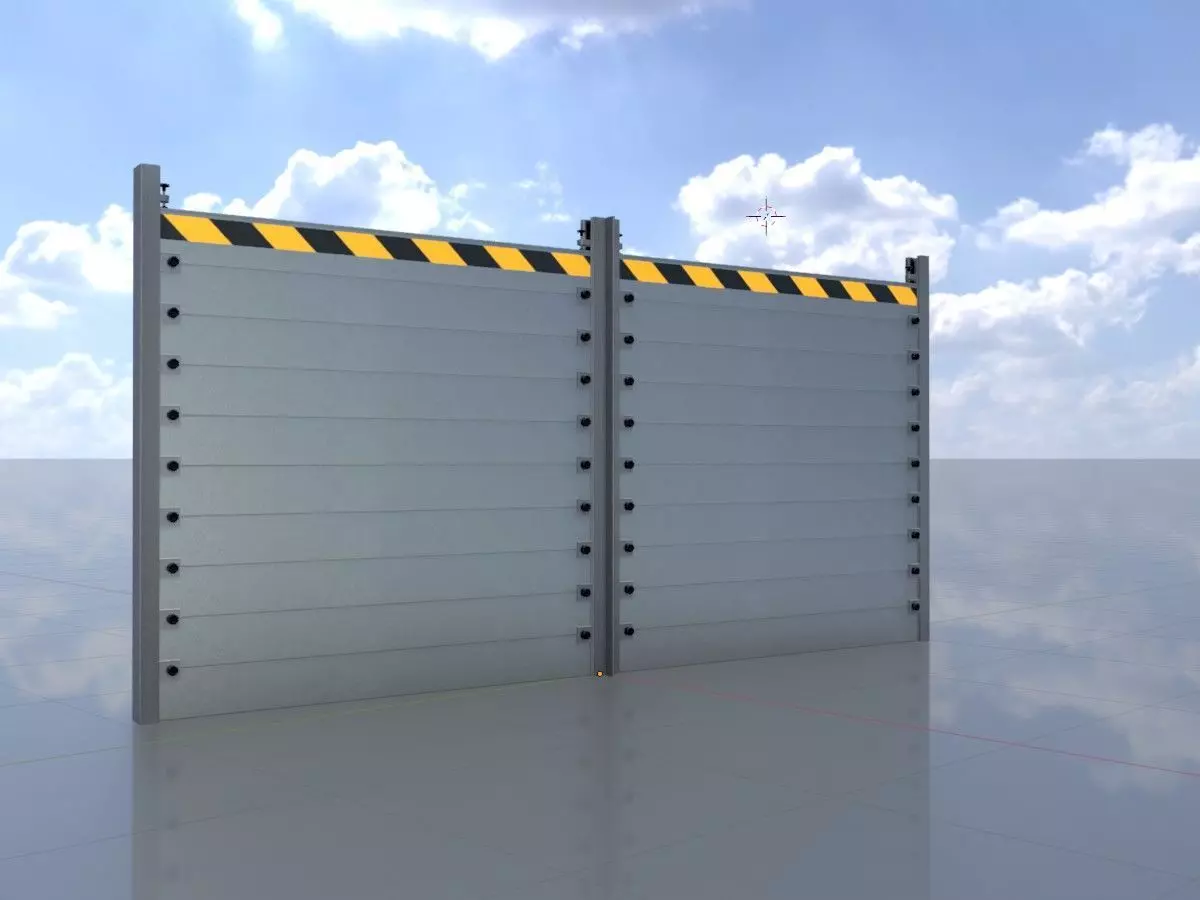 Aluminum flood protection wall 2m x 4m Low-poly 3D model