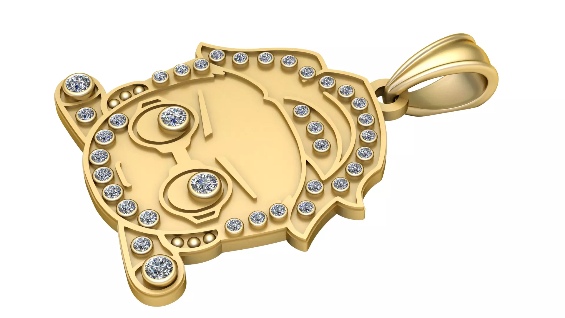 Luxury Diamond Owl Pendant High Detail 3D Gold Jewelry Model 3D print model