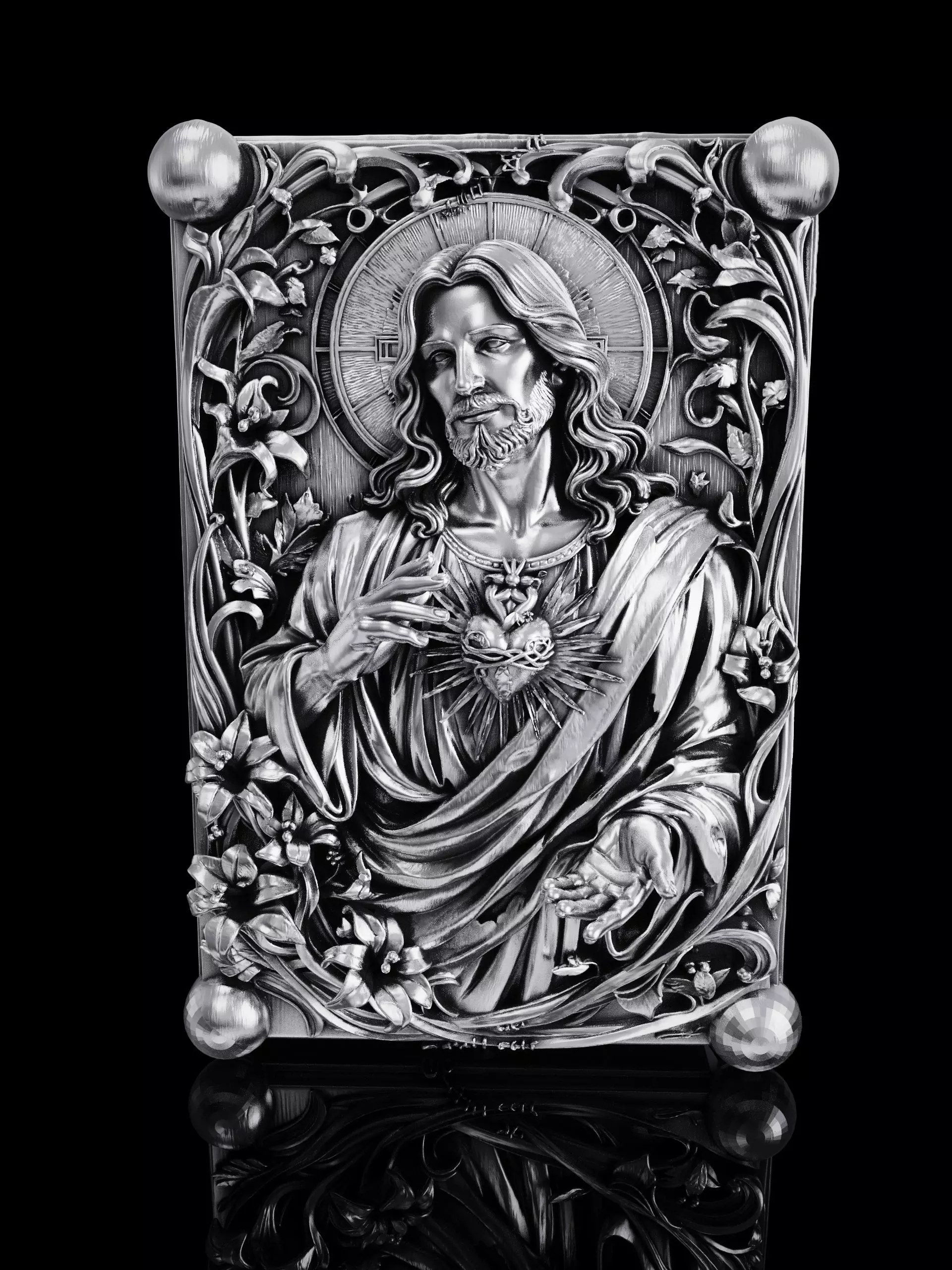 painting of Jesus sculpture face 3D print model