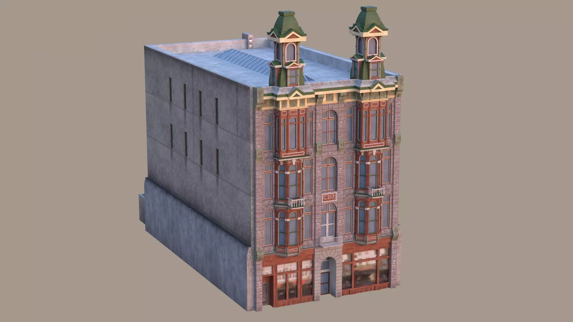 837 Fifth Ave - San Diego Historic Building Low-poly 3D model