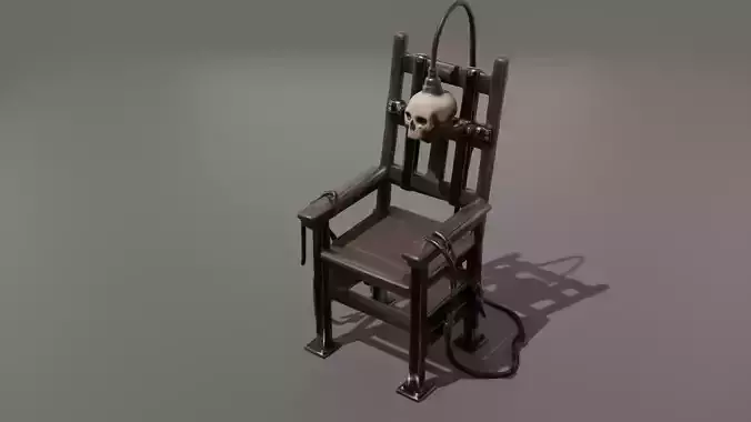 DVL3DStudio Skull Electric Chair Low Poly Horror Game Ready